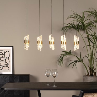 Lucide Kligande - lampe suspendue - 84 x 8 x 150 cm - 5 x 7,8W LED inclus - or