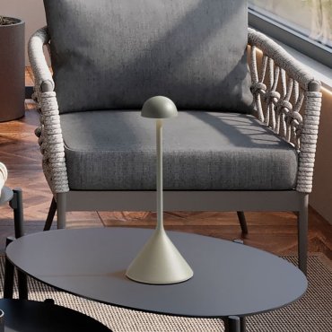 Nova Luce Dalt - lampe de table rechargeable pour extérieur - Ø 9,5 x 25 cm - 1W dimmable LED inclus - IP54 - vert olive
