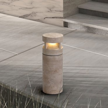 Nova Luce Balma - lampe de jardin - Ø 19,2 x 54 cm - 21W LED inclus - IP65 - Marbre Travertin