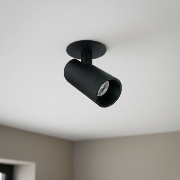 ONE Light COB Cylinders - spot en saillie avec réflecteur noir et laiton - Ø 6 x 9 cm - LED dimmable 6,5 W incluse - noir
