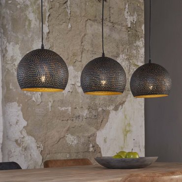 Vico Perforated - lampe suspendue 3L - 110 x 25 x 150 cm - noir brun