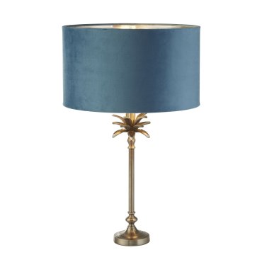 Searchlight Palm - lampe à poser - Ø 38 x 65 cm - nickel antique et bleu-vert