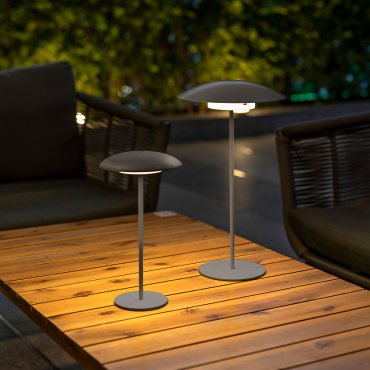 New Garden Sardinia 30 - lampe de table rechargeable - Ø 15 x 16 cm / Ø 15 x 28 cm - 3,5W LED dimmable inclus - IP44 - anthracite
