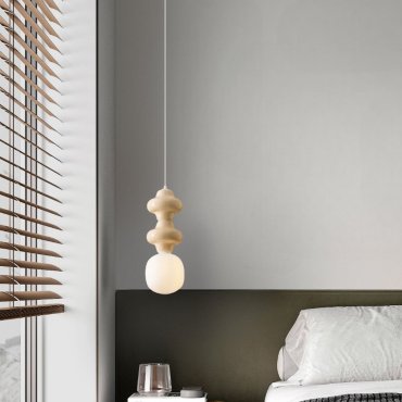 Nova Luce Clio - lampe suspendue - Ø 18 x 215 cm - jaune, blanc et verre opale