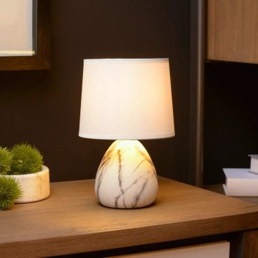 Lucide Marmo - lampe à poser - Ø 16 x 25,5 cm - blanc