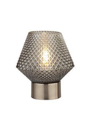 Searchlight Avia - lampe à poser - Ø 15 x 18 cm - verre fumé et noir