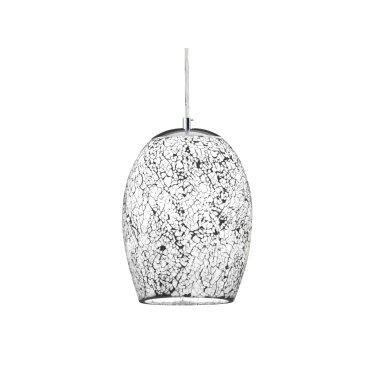 Searchlight Crackle - lampe suspendue - Ø 18 x 135 cm - verre craquelé blanc