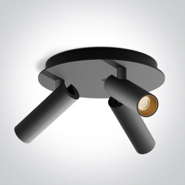 One Light Applique et Plafonnier LED - spot en saillie 3L - Ø 17 x 12 cm - 3 x 5W LED inclus - noir