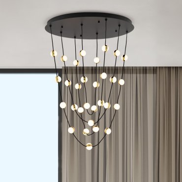 Nova Luce Alcinoe - lampe suspendue - Ø 84 x 120 cm - 102W dimmable LED inclus - noir mat et or