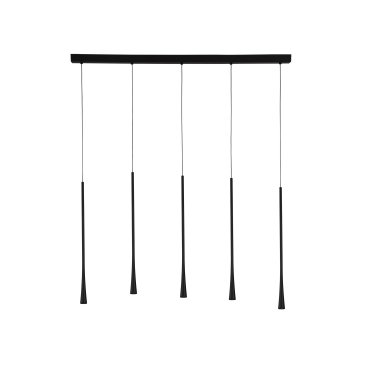 Nova Luce Goccio - lampe suspendue - 110 x 4,5 x 160 cm - 5 x 7W LED inclus - noir