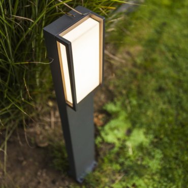 Lutec Qubo - lampe de jardin - 11 x 9 x 75 cm - 17,3W LED inclus - IP54 - gris foncé