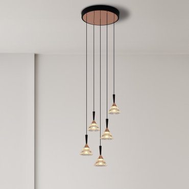 Nova Luce Paluz - lampe suspendue- Ø 32 x 150 cm - 30W dimmable LED inclus - noir mat et or rose