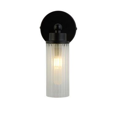 Searchlight Imperial - applique murale - 10 x 22 cm - IP44 - noir mat et transparent