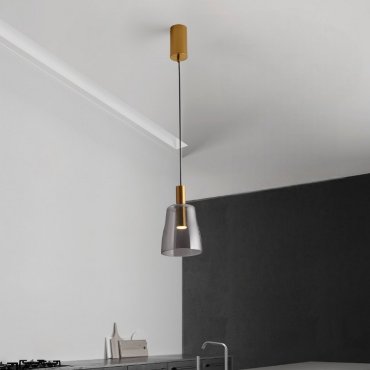Nova Luce Imatia - lampe suspendue - Ø 14,5 x 215 cm - 7W LED inclus - laiton doré et verre fumé
