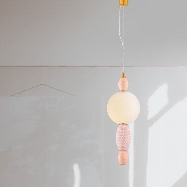 Nova Luce Obrie - lampe suspendue - Ø 20 x 180 cm - 12W LED inclus - laiton doré, orange et rose