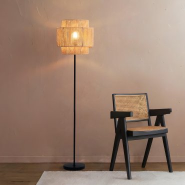 Nova Luce Lito - lampadaire - Ø 35 x 145 cm - rotin