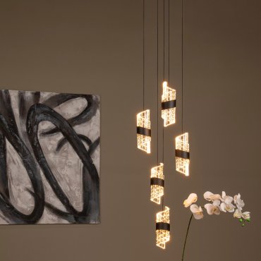 Lucide Kligande - lampe suspendue - Ø 30 x 150 cm - 5 x 7,8W LED inclus - noir