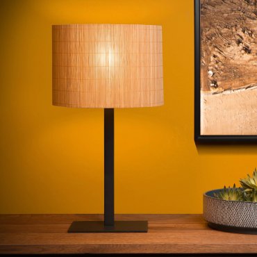 Lucide Magius - lampe à poser - Ø 28 x 52 cm - brun clair et noir