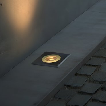 Nordlux Andor - spot encastrable de sol - 110 x 110 mm, diamètre d’encastrement Ø 100 mm - IP67 - acier inoxydable.