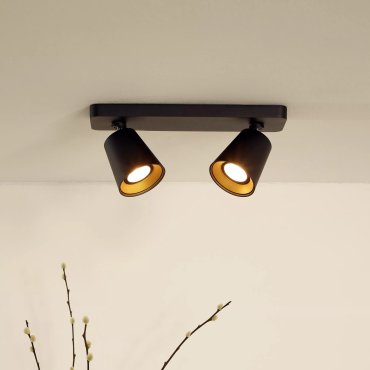 Lucide Turnon - plafonnier - 9 x 31 x 12,3 cm - 2 x 5W LED inclus - dim to warm - noir