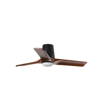 Faro Heywood Tub S - ventilateur de plafond avec lumière et télécommande - Ø 90 x 23,2 cm - noir mat et noyer foncé