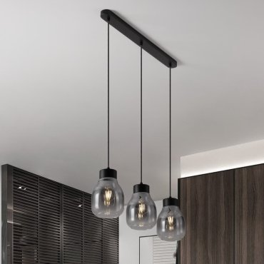 Nova Luce Blacu - lampe suspendue - 75 x 120 x 15 cm - dégradé fumé et noir