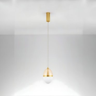 Nova Luce Egna - lampe suspendue - Ø 15 x 120 cm - 20W LED inclus - opale, verre cognac et or