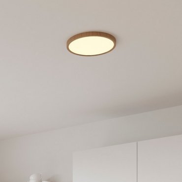 Nordlux Oja - plafonnier - Ø 29,4 x 2,3 cm - 3 étapes Moodmaker Fonction SceneSelect (2700K) - 18W LED inclus - 2700K - film bois