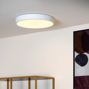Lucide Unar - plafonnier - Ø 39,50 x 5 cm - 24W LED dimmable inclus - 3 niveaux de dimmer - blanc