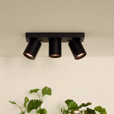 Lucide Nigel - spot en saillie - 30 x 10 x 11,3 cm - 3 x5W dimmable inclus - dim to warm - noir