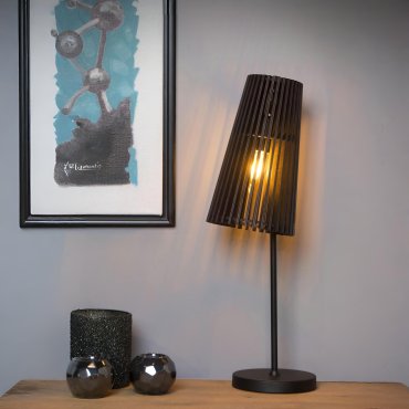 Lucide Noralie - lampe à poser - 21 x 16,5 x 56 cm - noir