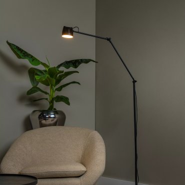 Lucide Milne - lampadaire avec variateur tactile - 143 cm - 8W dimmable LED inclus - noir