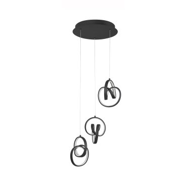 MODÈLE D’EXPOSITION - Nova Luce Rings - lampe suspendue - Ø 34 x 120 cm - 43W LED dimmable inclus - noir sable