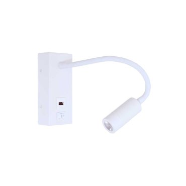 Artdelight Easy - applique murale avec interrupteur et port USB - 6 x 32 x 14 cm - 3W LED inclus - blanc