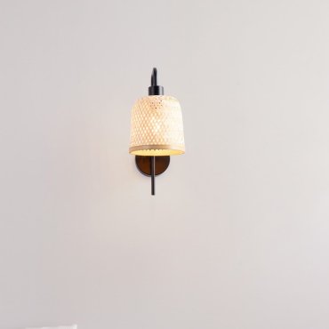 Nova Luce Intra - applique murale - Ø 16 x 36 cm - bambou naturel et noir