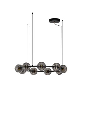 Nova Luce Las - lampe suspendue - Ø 91 x 160 cm - 91W dimmable LED inclus - noir sablé, or et gris fumé
