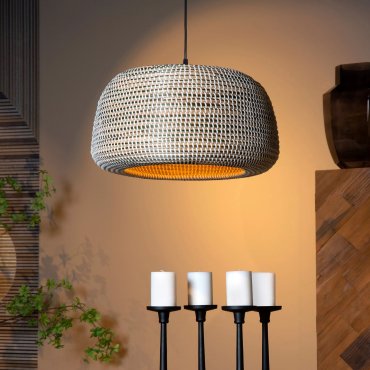 Lucide Maduka - lampe suspendue - Ø 47 x 127,5 cm - brun