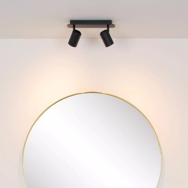 Lucide Lennert - spot en saillie 2L - 28 x 7 x 12,5 cm - 2 x 5W LED dimmable inclus - IP44 - noir