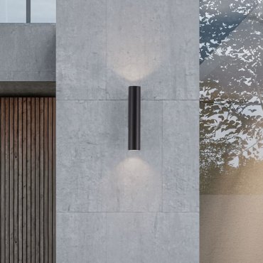 Nova Luce Torrin - applique murale extérieure - Ø 4,5 x 23 x 7,5 cm - 6W LED inclus - IP65 - anthracite foncé
