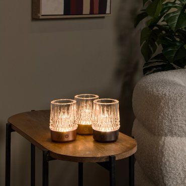 Lucide Lili - set de 3 lampes de table rechargeables - Ø 8 x 10,3 cm - 3W dimmable LED inclus - noir
