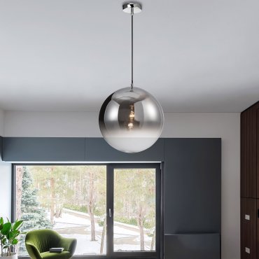 Nova Luce Ficato - lampe suspendue - Ø 40 x 120 cm - fumé et chromé