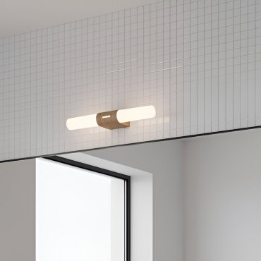 Nordlux Helva Double Basic - applique murale - 10,6 x 5,7 x 42,5 cm - 9W LED inclus - IP44 - feuille de bois