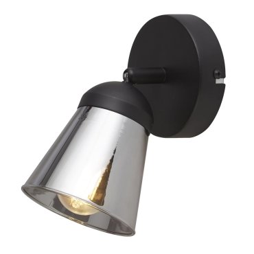 Searchlight Mega - spot en saillie 1L - 10 x 18 cm - noir et verre fumé