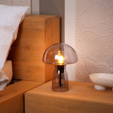 Lucide Fungo - lampe à poser - Ø 23 x 28 cm - lumière fumée