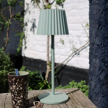 Lucide Justine - lampe de table extérieure sans fil avec station de charge - Ø 13,5 x 38 cm - 2W LED dimmable inclus - IP54 - vert