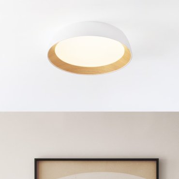 Nova Luce Sigi - plafonnier - Ø 45 x 10 cm - 40W dimmable LED inclus - blanc sablé et bois