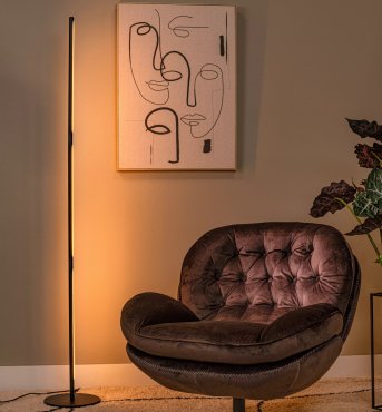Lucide Finan - lampadaire - Ø 25 x 170 cm - 3 step dimmer - 30W dimmable LED inclus - noir