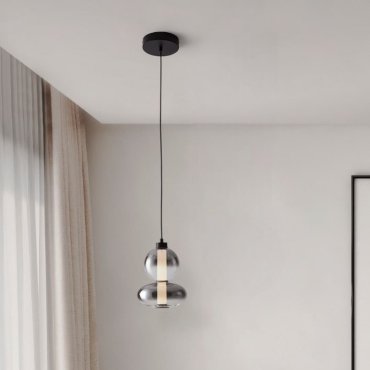 Nova Luce Bally - lampe suspendue - Ø 20 x 158 cm - 12W dimmable LED inclus - noir mat et gris fumé