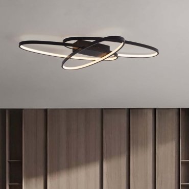 Nova Luce Ipon - plafonnier - Ø 85 x 7 cm - 47W dimmable LED inclus - noir mat