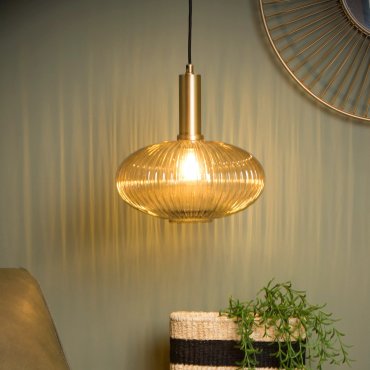 Lucide Maloto - lampe suspendue - Ø 30 x 150 cm - ambre